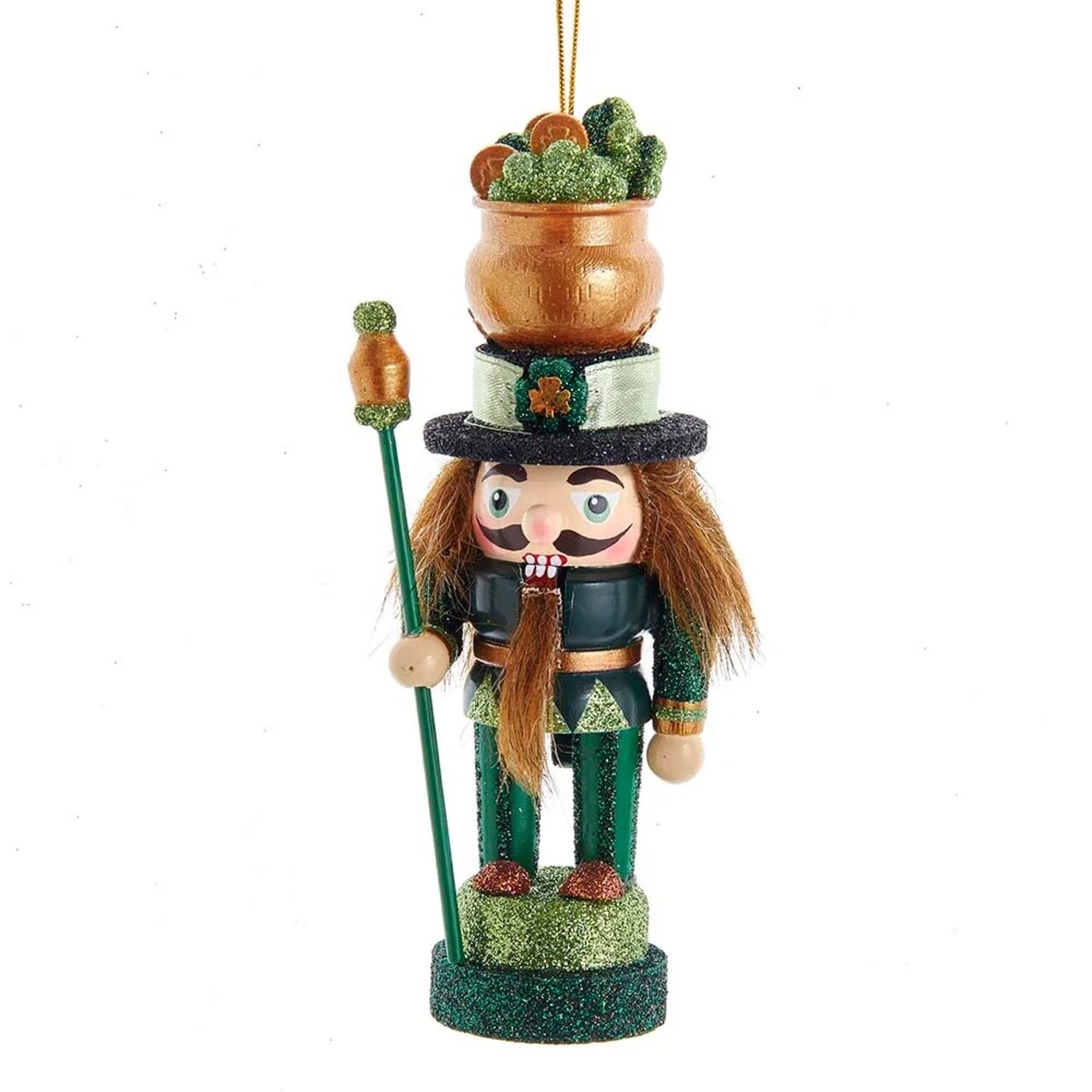 KSA Pack of 12 Green and Gold Irish Nutcracker Christmas Ornaments 5.25"
